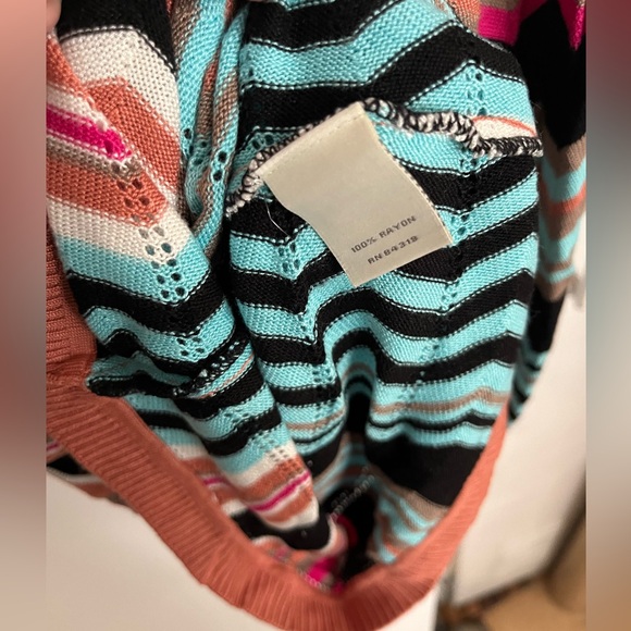 NEIMAN MARCUS tropical chevron zig zag stripe spring cardigan NWOT - Picture 5 of 7